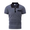 Mens Casual Polo Shirts Classic Short Sleeve Golf Shirt Fashion Button Cotton Top with Pocket