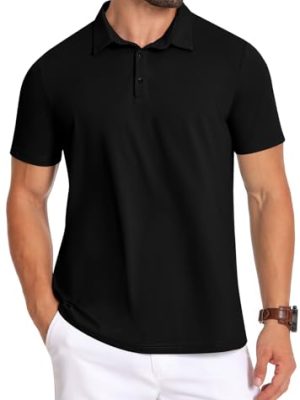 Mens Polo Shirts Short Sleeve Golf Shirts Moisture Wicking Athletic Casual Polo Shirts