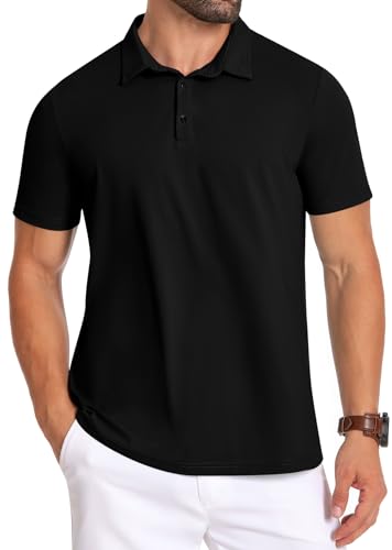 Mens Polo Shirts Short Sleeve Golf Shirts Moisture Wicking Athletic Casual Polo Shirts
