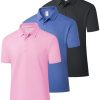3 Pack Mens Polo Shirts Short Sleeve Golf Polo Moisture Wicking Performance Collared Casual Tennis Athletic T-Shirt