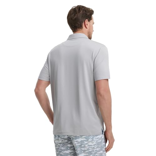 Mens Golf Shirts Moisture Wicking Dry Fit Business Casual Stretch Jacquard Short Sleeve Golf Polo Shirts for Men