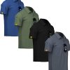 Polo Shirts for Men 4 Pack Short Sleeve Cool Dri Collared Tennis Golf Shirts
