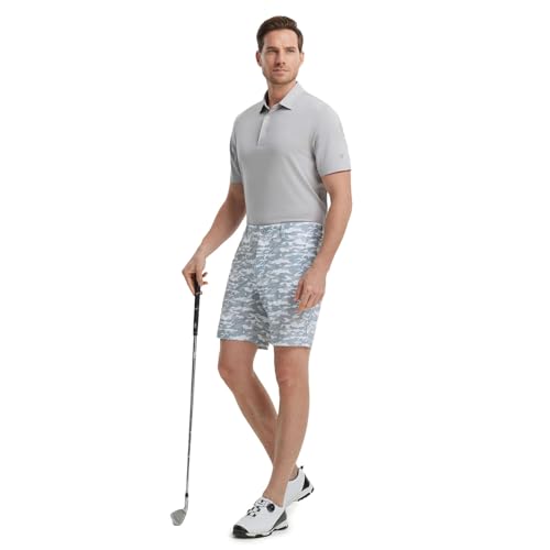 Mens Golf Shirts Moisture Wicking Dry Fit Business Casual Stretch Jacquard Short Sleeve Golf Polo Shirts for Men