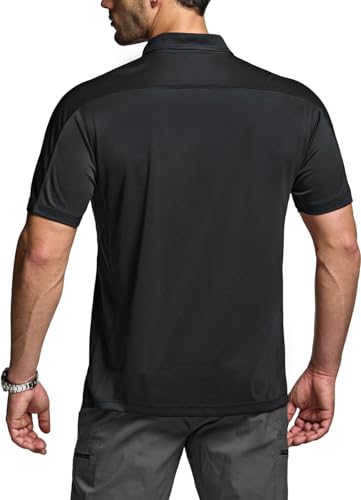 Men's Polo Shirts, Tactical Short Sleeve Golf Performance Shirts, Lightweight Dry Fit UPF 50+ Pique