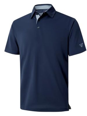 Mens Golf Shirt Short and Long Sleeve Moisture Wicking Dry Fit Performance Solid Casual Pique Golf Polo Shirts for Men