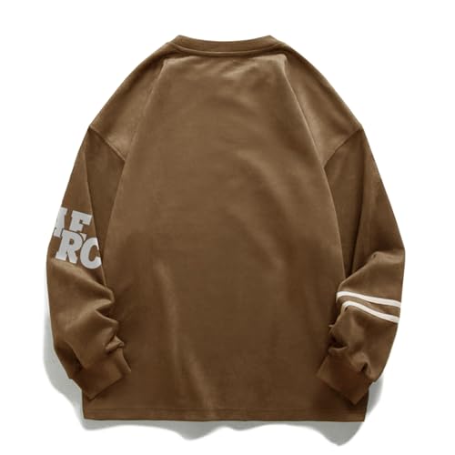 Oversized Crewneck Sweatshirts for Men Vintage Graphic Pullover Loose Fit Streetwear Long Sleeve Top