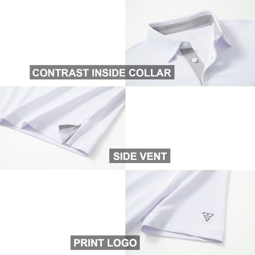 Mens Golf Shirt Short and Long Sleeve Moisture Wicking Dry Fit Performance Solid Casual Pique Golf Polo Shirts for Men