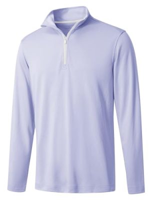 Quarter Zip Golf Pullover Men Dry Fit Long Sleeve Performance Wicking Mock Neck 1/4 Zip Pullover Mens Sweatshirt