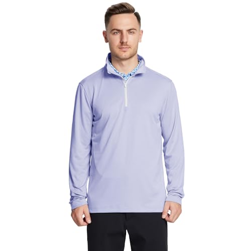 Quarter Zip Golf Pullover Men Dry Fit Long Sleeve Performance Wicking Mock Neck 1/4 Zip Pullover Mens Sweatshirt