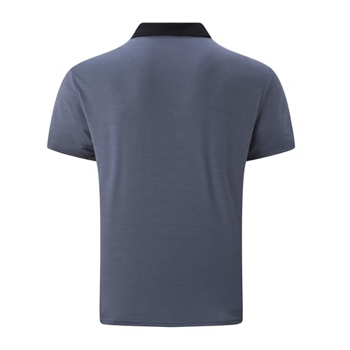 Mens Casual Polo Shirts Classic Short Sleeve Golf Shirt Fashion Button Cotton Top with Pocket