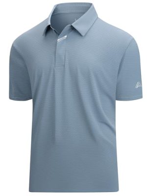 Jacquard Golf Shirts for Men Moisture Wicking Short Sleeve Performance Dry Fit Active Mens Polo Shirts
