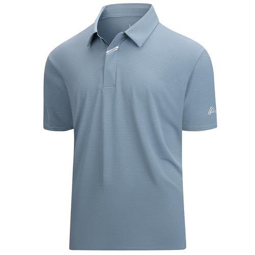 Jacquard Golf Shirts for Men Moisture Wicking Short Sleeve Performance Dry Fit Active Mens Polo Shirts