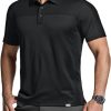 Men's Polo Shirts, Tactical Short Sleeve Golf Performance Shirts, Lightweight Dry Fit UPF 50+ Pique
