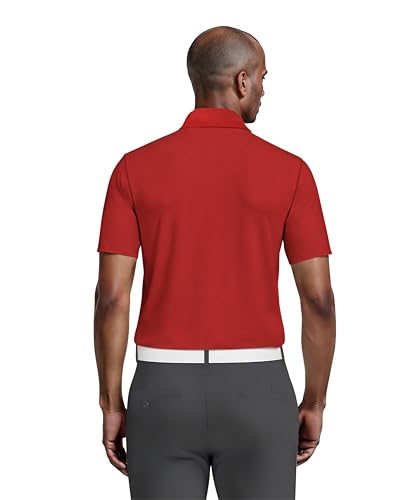 Men's Airflux Solid Mesh Short Sleeve Golf Polo Shirt with Rib Collar