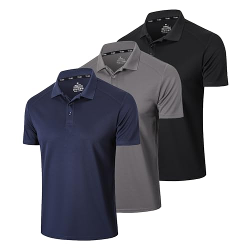 Men’s 1/3 Pack Polo Shirt Moisture Wicking Dry Fit Performance Athletic Short Sleeve Golf Shirt