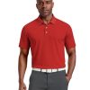 Men's Airflux Solid Mesh Short Sleeve Golf Polo Shirt with Rib Collar