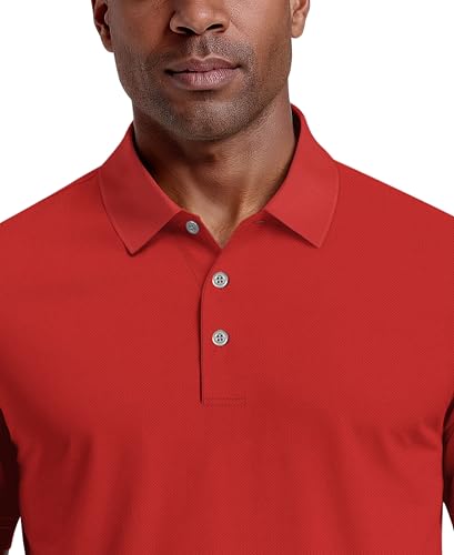 Men's Airflux Solid Mesh Short Sleeve Golf Polo Shirt with Rib Collar