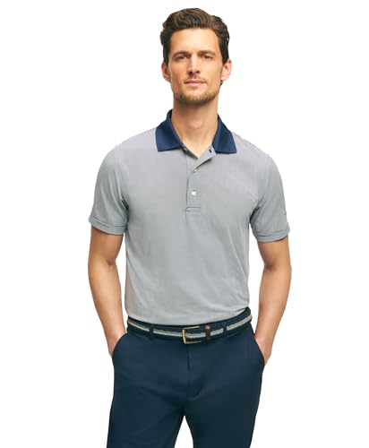 Men's Performance Stretch Short Sleeve Mini Stripe Golf Polo Shirt