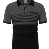 Men's Striped Polo Shirt Short Sleeve Casual Color Block Graphic Tee Collared Golf Shirts for Men
