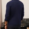 Mens Sweater Long Sleeve V Neck Pullover Sweater Knitted Textured Sweater