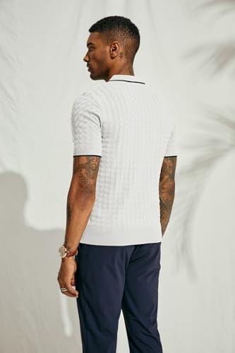 Men's Knit Polo Shirts Short Sleeve Quarter Zip Polo Shirt
