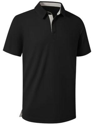 Mens Golf Shirts Short Sleeve Polo Performance Moisture Wicking Dry Fit Collared Shirts for Casual Bussiness