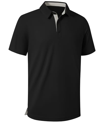 Mens Golf Shirts Short Sleeve Polo Performance Moisture Wicking Dry Fit Collared Shirts for Casual Bussiness
