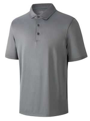 Mens Golf Polo Shirt Moisture Wicking Dry Fit Performance Athletic Short Sleeve Striped Golf Shirts for Men