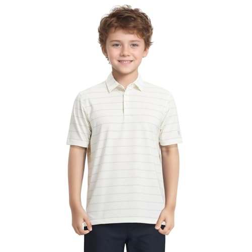 31PGCTJnN5L.jpg Boys Polo Shirt Short Sleeve Performance Moisture Wicking Dry fit Casual Striped Golf Shirts for Boys