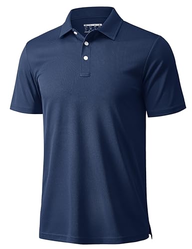 Men's Polo Shirts 3 Buttons Casual Work T Shirts Quick Dry Short Sleeve Golf Shirt Pique Jersey Outdoor Performance