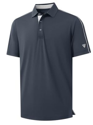 Golf Polo Shirts for Men Short Sleeve Dry Fit Solid Moisture Wicking Casual Performance Collared Mens Polo Shirts