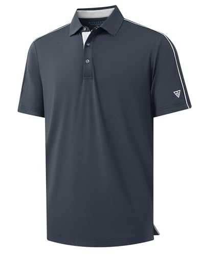 Golf Polo Shirts for Men Short Sleeve Dry Fit Solid Moisture Wicking Casual Performance Collared Mens Polo Shirts