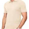 Mens Polo Shirts Short Sleeve V Neck Summer Polo T Shirts Casual Slim Fit Ribbed Textured Golf Shirts
