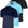 3 Pack: Men's Quick-Dry Short Sleeve Athletic Performance Polo Shirt (Available in Big & Tall)