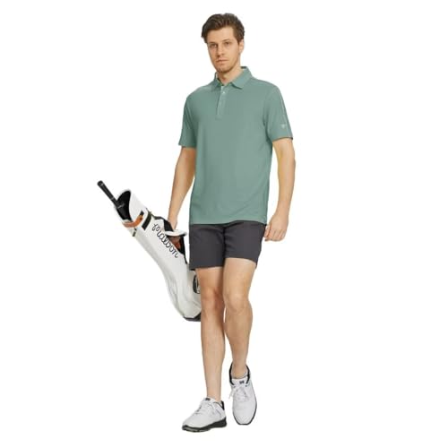 Golf Polo Shirts for Men Short Sleeve Dry Fit Solid Moisture Wicking Casual Performance Collared Mens Polo Shirts