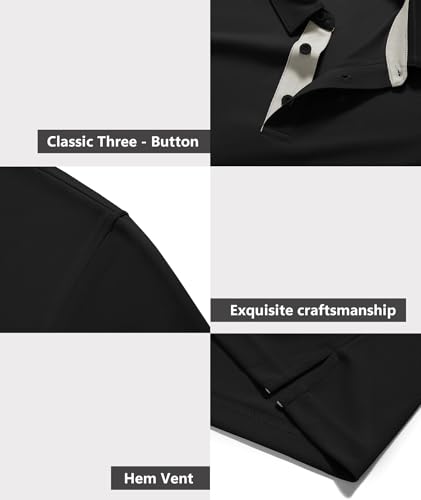 Mens Golf Shirts Short Sleeve Polo Performance Moisture Wicking Dry Fit Collared Shirts for Casual Bussiness