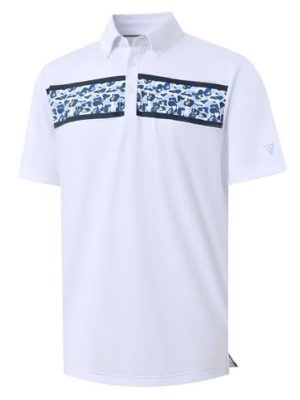 Golf Shirts for Men Dry Fit Moisture Wicking Performance Lightweight Print Pattern Short Sleeve Mens Polo Shirts