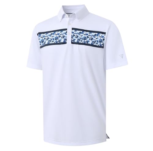 Golf Shirts for Men Dry Fit Moisture Wicking Performance Lightweight Print Pattern Short Sleeve Mens Polo Shirts