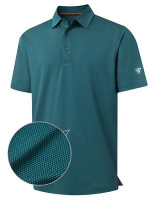 Golf Shirts for Men Dry fit Sports Jacquard Lightweight Performance Texture Short Sleeve Collared Polo Shirts