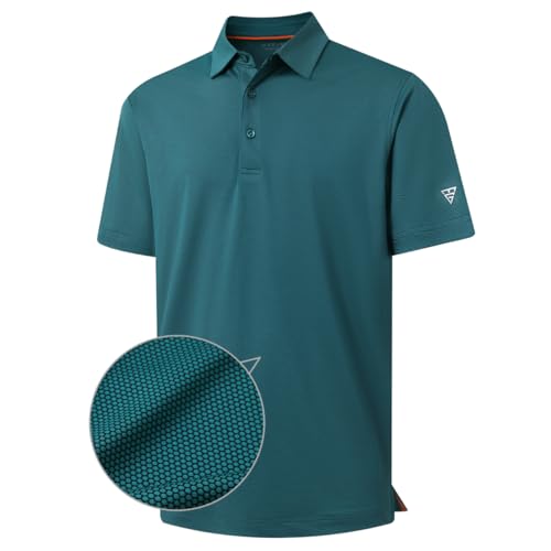 Golf Shirts for Men Dry fit Sports Jacquard Lightweight Performance Texture Short Sleeve Collared Polo Shirts