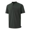 Collarless Golf Shirts for Men Dry Fit Moisture Wicking Performance Solid Casual Mens Henley Shirts Short Sleeve