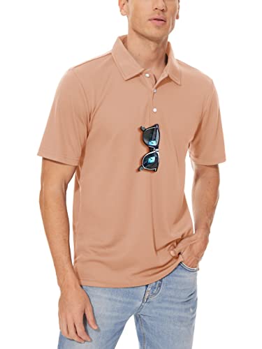 Men's Polo Shirts 3 Buttons Casual Work T Shirts Quick Dry Short Sleeve Golf Shirt Pique Jersey Outdoor Performance
