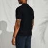 31cF7bzfBSL.jpg Mens Knit Polo Shirt Short Sleeve Hollow Out Knit Shirt Texture Knitted Polo