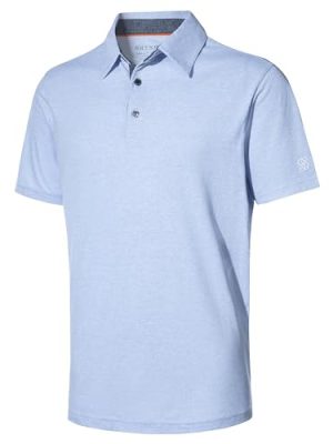 Men's Polo Shirts Short Sleeve Cotton Blend Moisture Wicking Dry Fit Performance Collared Golf Shirts for Men