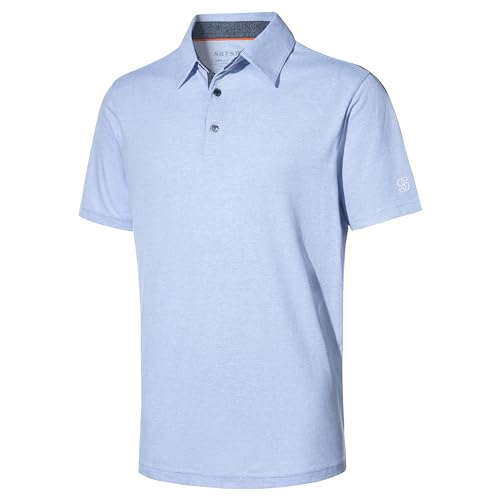 Men's Polo Shirts Short Sleeve Cotton Blend Moisture Wicking Dry Fit Performance Collared Golf Shirts for Men