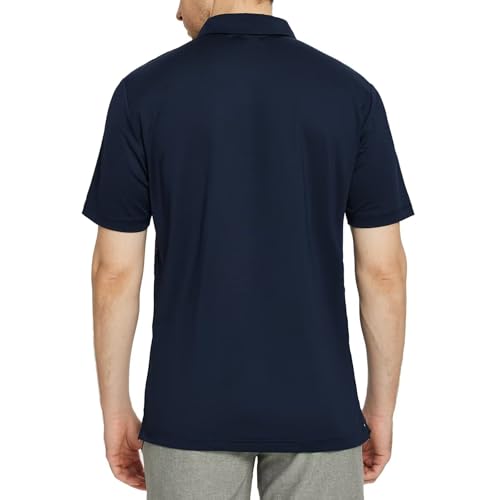 Golf Shirts for Men Short Sleeve Regular Fit Moisture Wicking Performance Casual Striped Print Mens Polo Shirts