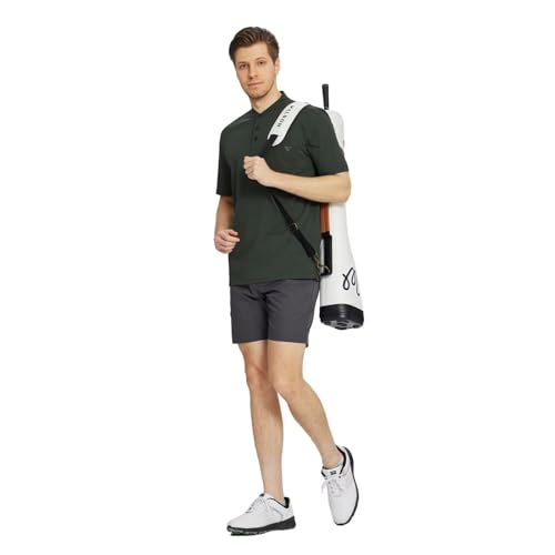 Collarless Golf Shirts for Men Dry Fit Moisture Wicking Performance Solid Casual Mens Henley Shirts Short Sleeve