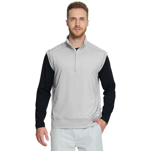 Golf Vests For Men Dry Fit Lightweight Moisture Wicking Performance Sports Breathable Golf 1/4 Zip Pullover Men