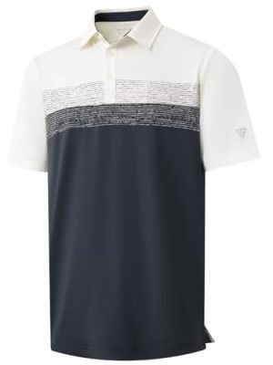 Golf Shirts for Men Dry Fit Performance Chest Print Color Block Moisture Wicking Casual Short Sleeve Polo Shirts