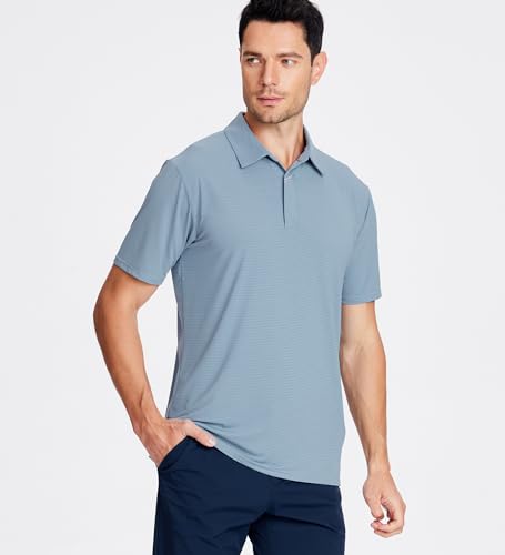 Jacquard Golf Shirts for Men Moisture Wicking Short Sleeve Performance Dry Fit Active Mens Polo Shirts